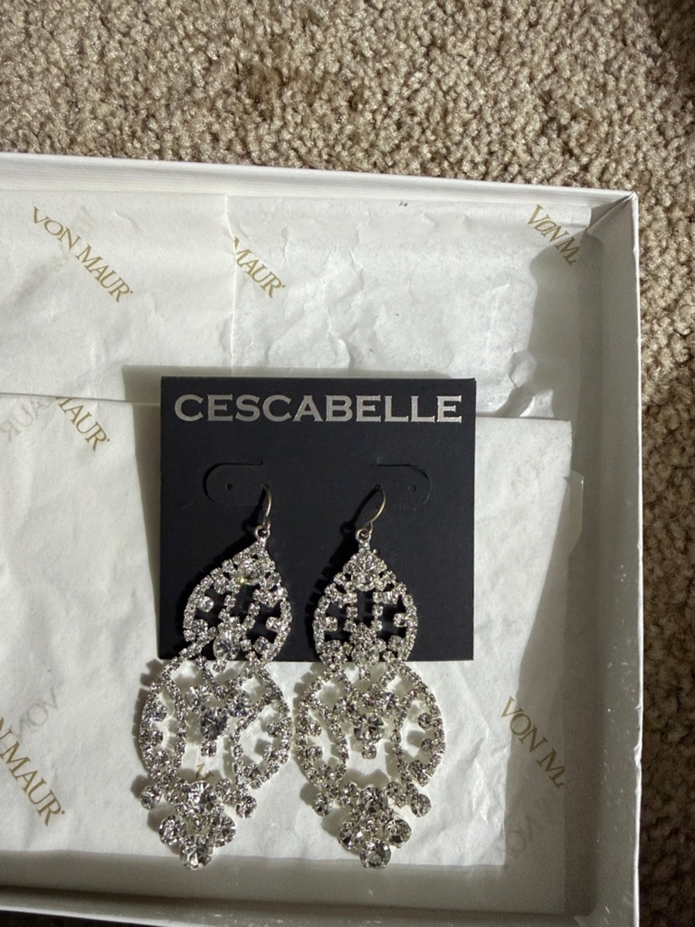 Cescabelle Silver Crystal Chandelier Earrings